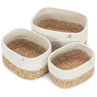 Nordis design Aufbewahrungskörbe 3er Set aus Wasserhyazinthe und Baumwolle,