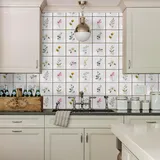 Fliesenaufkleber Rosa Blütenblätter Küchenrückwand Selbstklebend PVC Klebefliesen Hitzebeständig Mosaikfliesen Wasserdicht Fliesenaufkleber Bad Ölfest Spritzschutz Fliesenfolie 15x15cm/10 Pcs
