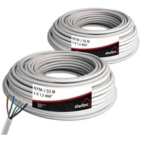 siwitec NYM-Kabel, 3x1,5, 3x2,5, 5x1,5, 5x2,5, 50m, 100m (2x50m Ring) Stromkabel, (10000 cm)