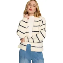 Zero Strickjacke mit Streifen Patch Cream/Dark Blue L