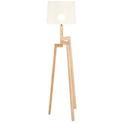 Standleuchte Holzlampe Stehleuchte Landhaus Wohnzimmerleuchte Textil H 167 cm