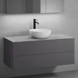neoro n50 Unterschrank B: 120 cm mit 2 Auszügen, Waschtisch Ø 40 cm weiß matt, B: 120.5 BN0064WM+BN0424GR+BN0404C3