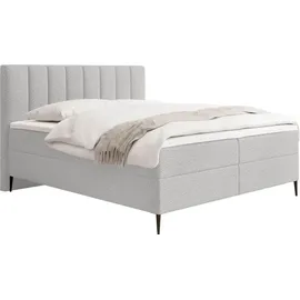 WFL GROUP Boxspringbett mit Bettkasten – Polsterbett 140 x 200 cm mit H4 Taschenfederkern Matratze & 5 cm Topper – Stauraumbett mit hohem Kopftei... - Hellgrau,