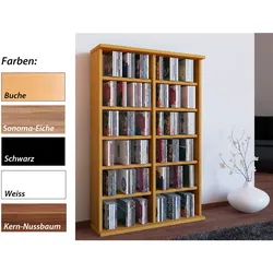 VCM Holz CD DVD Stand Regal   CD Regal mit Platz für 300 CDs oder 130 DVDs oder 72-Videos   Maße: H. 92 x B. 60 x T. 18 cm.   Elegantes DVD Regal   Blu ray Regal   CD Regal - Ronul
