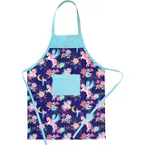 HOUSE ART LIFE Kinderschürze mit Tasche für Mädche 5-10 Jahre zum Malen Kochen Backen Schürze für Kinder Baumwolle Bunt Einhörner Prinzessin | Viele Farben