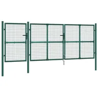 vidaXL Mesh-Gartentor Grün 400x175 cm Verzinkter Stahl