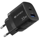 Sonero USB-C & USB-A GaN Ladegerät, 2 Port - 33W PD - schwarz