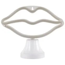 LED Wandleuchte Kussmund Tischlampe neon pink Dekolampe, mit USB, LxH 24x19,5 cm, 2er Set