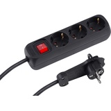 Meister Craft Meister Steckdosenleiste 3-fach - Extraflacher Stecker - 2 m Kabel - schwarz - IP20 Innenbereich - Beleuchteter Schalter / Mehrfachsteckdose / Steckerleiste mit Flachstecker / 7430200