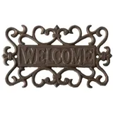 Esschert Design Hinweisschild Gusseisen Schild Willkommen Welcome Haus Dekoration Landhausstil braun