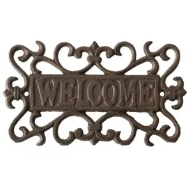 Esschert Design Hinweisschild Gusseisen Schild Willkommen Welcome Haus Dekoration Landhausstil braun