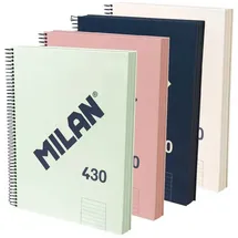 Milan MILAN® Packung mit 4 Notizbüchern A4, Hardcover, liniertes Papier (7 mm), 120 Blatt à 95 g/m2, Gummi-Kollektion 430