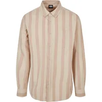 URBAN CLASSICS Striped Langarmhemd Unionbeige / Soft Sea Graass