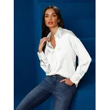 Heine Hemdbluse HEINE, Damen, Gr. 38, beige (ecru), 47% Seide, 44% Viskose, 9% Elasthan, unifarben, Blusen Hemdbluse