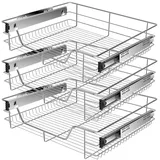 KESSER® Teleskopschublade 30-60cm Schrankbreite verchromt aus Edelstahl Schubladeneinsatz für Küchenschrank Korbauszug Schrankauszug