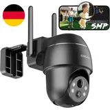 COOAU 5MP Überwachungskamera Aussen Akku, Kabellos WLAN IP Kamera Outdoor Mit In