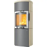 Kaminofen HARK 44-5.5 GT ECOplus 5 kW - Ofenkacheln: Quarz-Weiß - Korpus: titan/verchromt