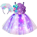 Spooktacular Creations Kind Mädchen Dunkel Lila Meerjungfrau Kostüm, Meerjungfrau Shell Fancy Tutu Light-Up Dress Kostüm mit Stirnband