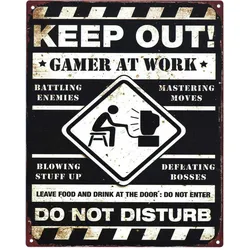 Moritz Deko Blechschild Keep Out Gamer at Work Retro Geschenk-Idee aus Metall Vintage-Design zur Dekoration