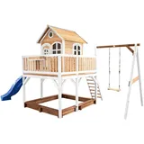Axi Ambia Garden Spielturm, Blau, Braun, Weiß, Holz, Kunststoff, 541x291x277 cm EN 71, CE, FSC 100%, Outdoor Spielzeug, Spieltürme