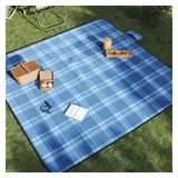 vidaXL Picknickdecke Faltbar Blau Kariert 200x200 cm Samt
