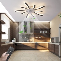 Becailyer Moderner Deckenventilator mit Beleuchtung, 52 W, dimmbar, ultraleise, intelligente 6-stufige Windgeschwindigkeit, Deckenventilator, Beleuchtung für Schlafzimmer, Küche, Schwarz