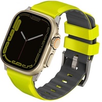 Uniq Strap Linus Apple Watch 1/2/3/4/5/6/7/8/9/SE/SE2/Ultra 42/44/45/49 mm, Airosoft Silikon Limette/Limettengrün Handyhülle