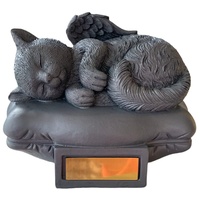 Monello Katzenurne Katze auf Kissen bis ca. 12 kg Tiergewicht individuelle Gravur auf Wunsch Katzenurne für Zuhause (Anthrazit)