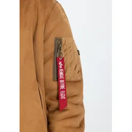 Alpha Industries Bomberjacke ALPHA INDUSTRIES "MA-1 Faux Suede", Herren, Gr. M, braun (camel), Obermaterial: 100% Polyester, Jacken Bomberjacke