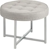 mDesign Sitzhocker Polsterhocker rund Polyester 57 x 42 x 57 cm Grau/Silber