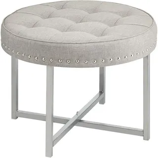 mDesign Sitzhocker Polsterhocker rund Polyester 57 x 42 x 57 cm Grau/Silber