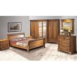 JVmoebel Schlafzimmer-Set, Schlafzimmer Bett Nachttisch Kommode Kleiderschrank Luxus Set 6tlg. braun