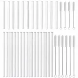 MIXIAO Glas Strohhalme Wiederverwendbar Trinkhalme 30 Stück gerade - 18 x 21.5cm 12 x 15cm 10 Reinigungsbürste - LFGB Zertifizierung Spülmaschinenfest gesund umweltschonend frei von BPA