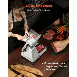 Vevor Allesschneider Fleischschneider 320 W elektrische Aufschnittmaschine mit 25 cm Klinge, Fleischschneidemaschine mit 0-10 mm einstellbarer Dicke, für gefrorenes Fleisch Schinken Prime Steak