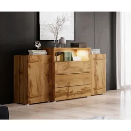 P & B Sideboard Urban III mit LED ca. 150x69 cm Eiche Wotan