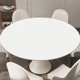 LUPATDY Tischdecke Rund 110 cm, Elastisch Tischdecke Outdoor mit Gummizug, Gartentischdecke Wetterfest, Plastik Tischschutzfolie Beige, Garten Tischdecken für Traußen,Beige