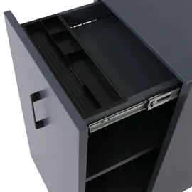 Mendler Aktenschrank HWC-Q27, Büroschrank Stahlschrank, Stützrad Staufächer, Metall 74x43x80cm ~ dunkelgrau