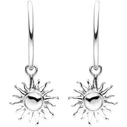 Paar Creolen PURELEI "Schmuck Geschenk Sun Ohrringe, mit abnehmbaren Einhänger, Earring-Sun", silber (edelstahlfarben), Ohrringe, Damen, Edelstahl, Einhänger abnehmbar