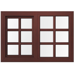 Sprossenfenster aus Kunststoff in Holzoptik, aluplast IDEAL® 4000, Mahagoni außen, Weiß innen, 120x85 cm, glasteilende Sprossen