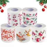5 Rollen Toilettenpapier Weihnachten,Weihnachts Toilettenpapier,Klopapier Weihnachten,Lustige Weihnachten Toilettenpapier,Lustige Neuheit Toilettenpapier,Toilettenpapier Weihnachtsmotiv