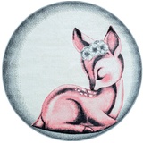 Ayyildiz Kinderteppich »Bambi 850«, rund, Rehkitz Motiv, Kurzflor, pink