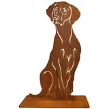 Terma Stahldesign Rost Hund Magyar Vizsla lebensgroß Metall Gartenfigur Handmade Germany wetterfest Gartendeko Tierfigur Grabdeko Geschenk