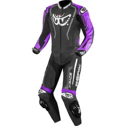 Berik Zakura Evo perforierte 2-Teiler Motorrad Lederkombi, schwarz-lila, Größe 52 für Männer
