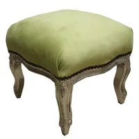 Casa Padrino Barock Fußhocker Jägergrün / Silber - Antik