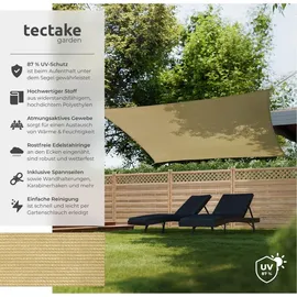Tectake tectake® Sonnensegel Sunny HDPE mit 185 g/m2 und 87 % UV-Schutz für Balkon, Garten und Terrasse, umfangreiches Montagematerial