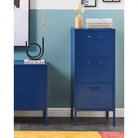 Beliani Aktenschrank Blau mit 3 Schubladen Wostock