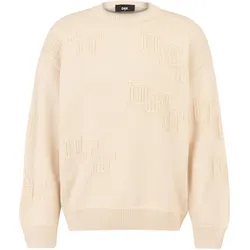 Rundhalspullover DEF "DEF Herren DEF Knit Crewneck", Herren, Gr. L, beige (sand), 50% Polyacryl, 50% Baumwolle, mehrfarbig, casual, relaxed fit, Rundhals, Langarm, Pullover
