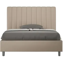 Queensize-Bett mit gepolstertem Untergestell 120x190, taubengraues Kunstleder Agueda