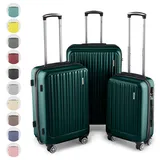 Easy Move ABS Hartschalenkoffer [ERGONOMISCH & SICHER] - Großer Trolley Koffer mit 360° Rädern, Zahlen Schloss - reisekoffer groß, hartschalenkoffer, Luggage (Dark Green, Set) *