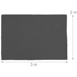 Relaxdays Seitenteile für Pavillon, 2er Set, HxB: 2x3 m, Seitenwände ohne Fenster, wasserdicht, PE-Kunststoff, grau